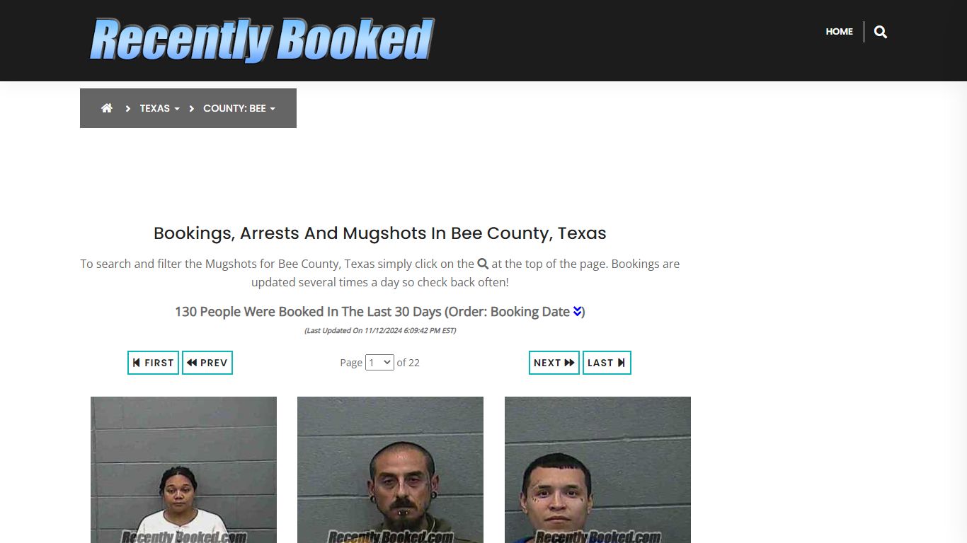 Bookings, Arrests and Mugshots in Bee County, Texas - Recently Booked