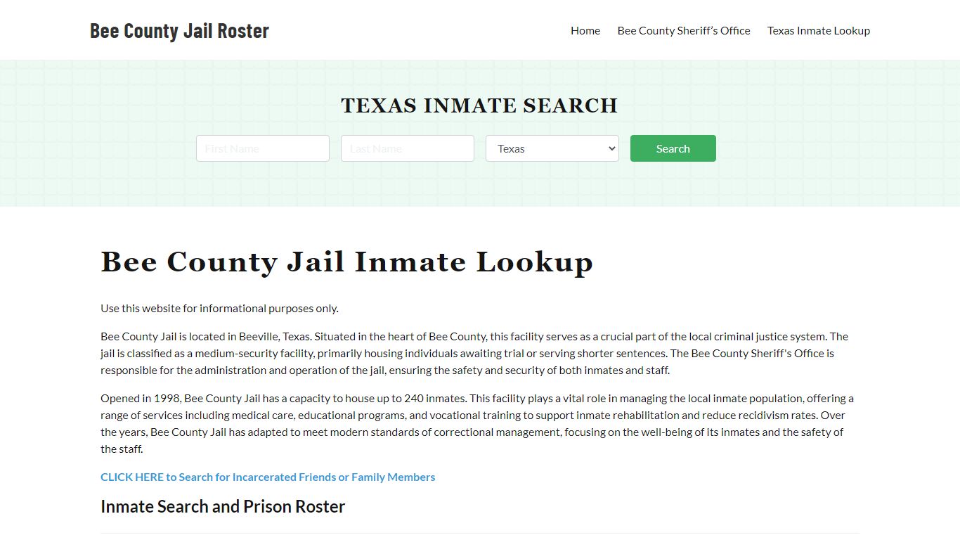 Bee County Jail Roster Lookup, TX, Inmate Search