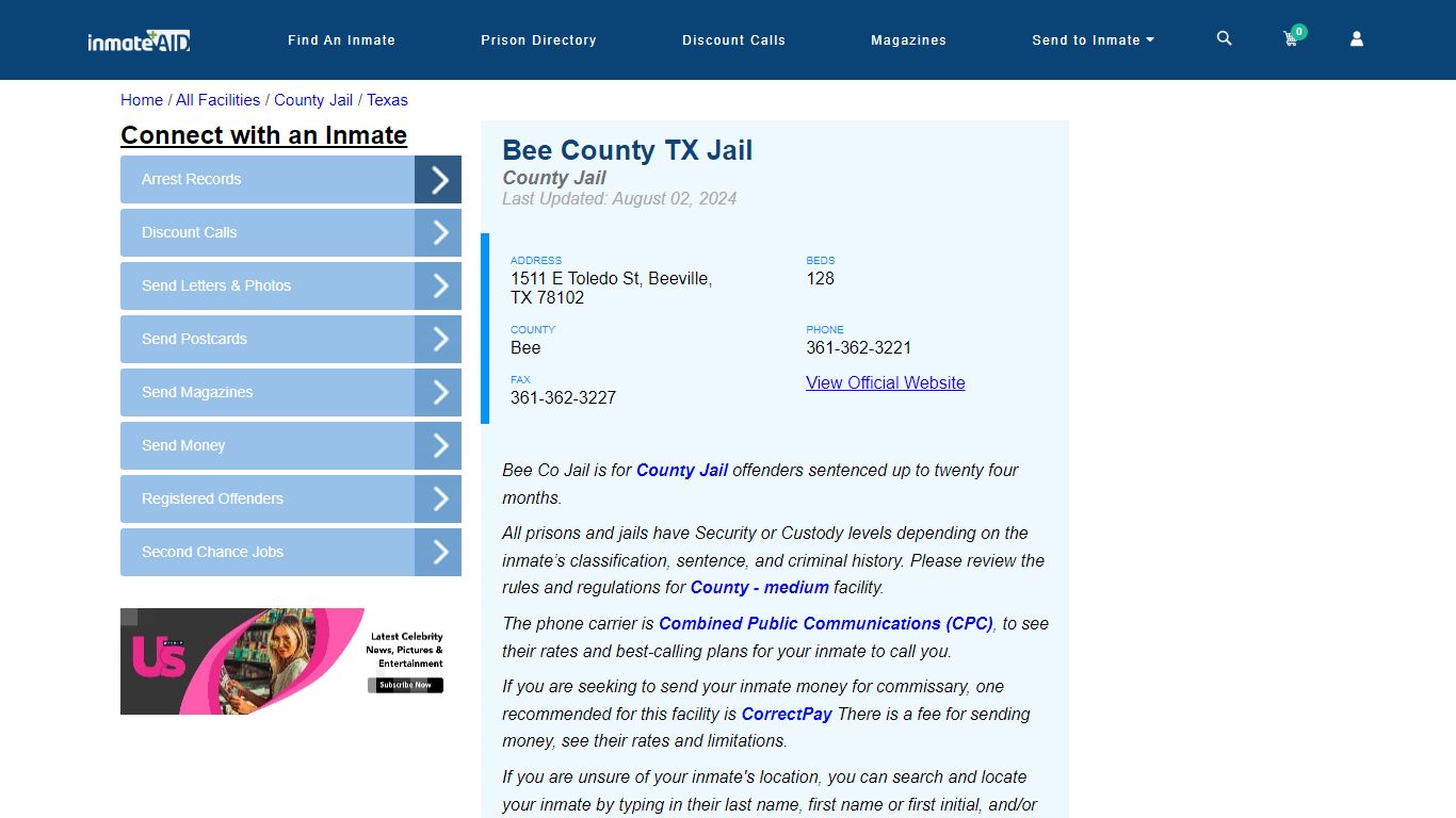 Bee County TX Jail - Inmate Locator